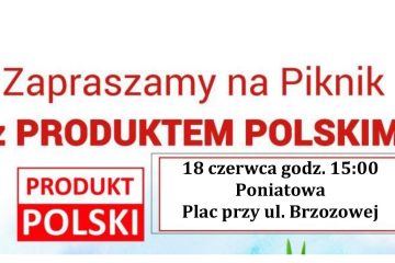 Zajawka, czerwony napis Zapraszamy na piknik z produktem polskim