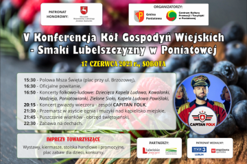 plakat zapraszający na piątą konferencje kgw smaki Lubelszczyzny w Poniatowej